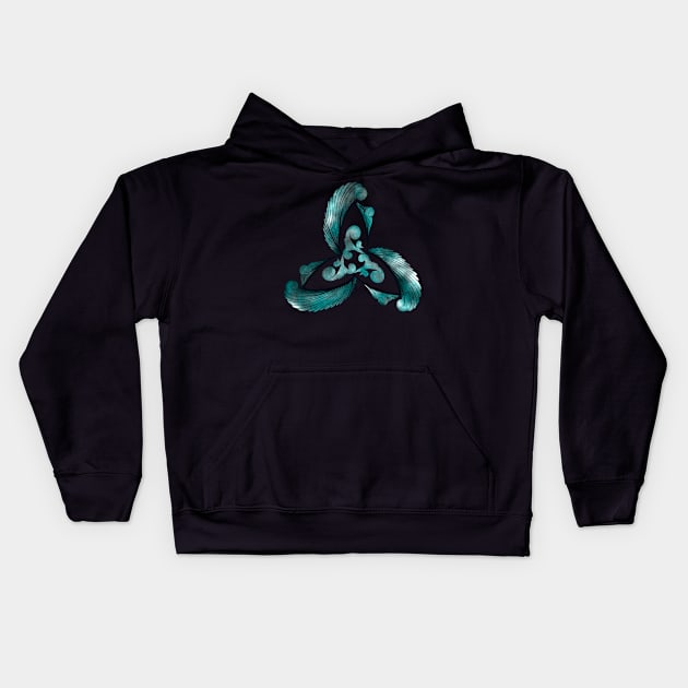 Floral Celtic Knot in Blue Kids Hoodie by Kcinnik